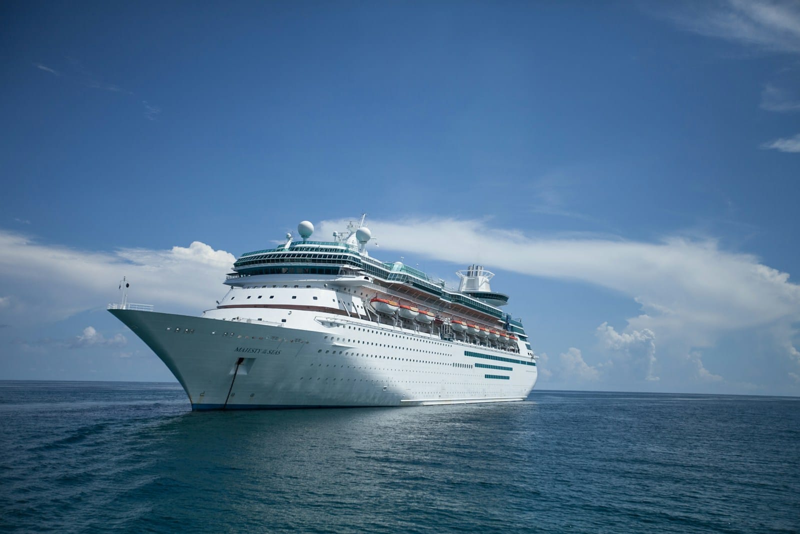 a cruise ship in the middle of the ocean