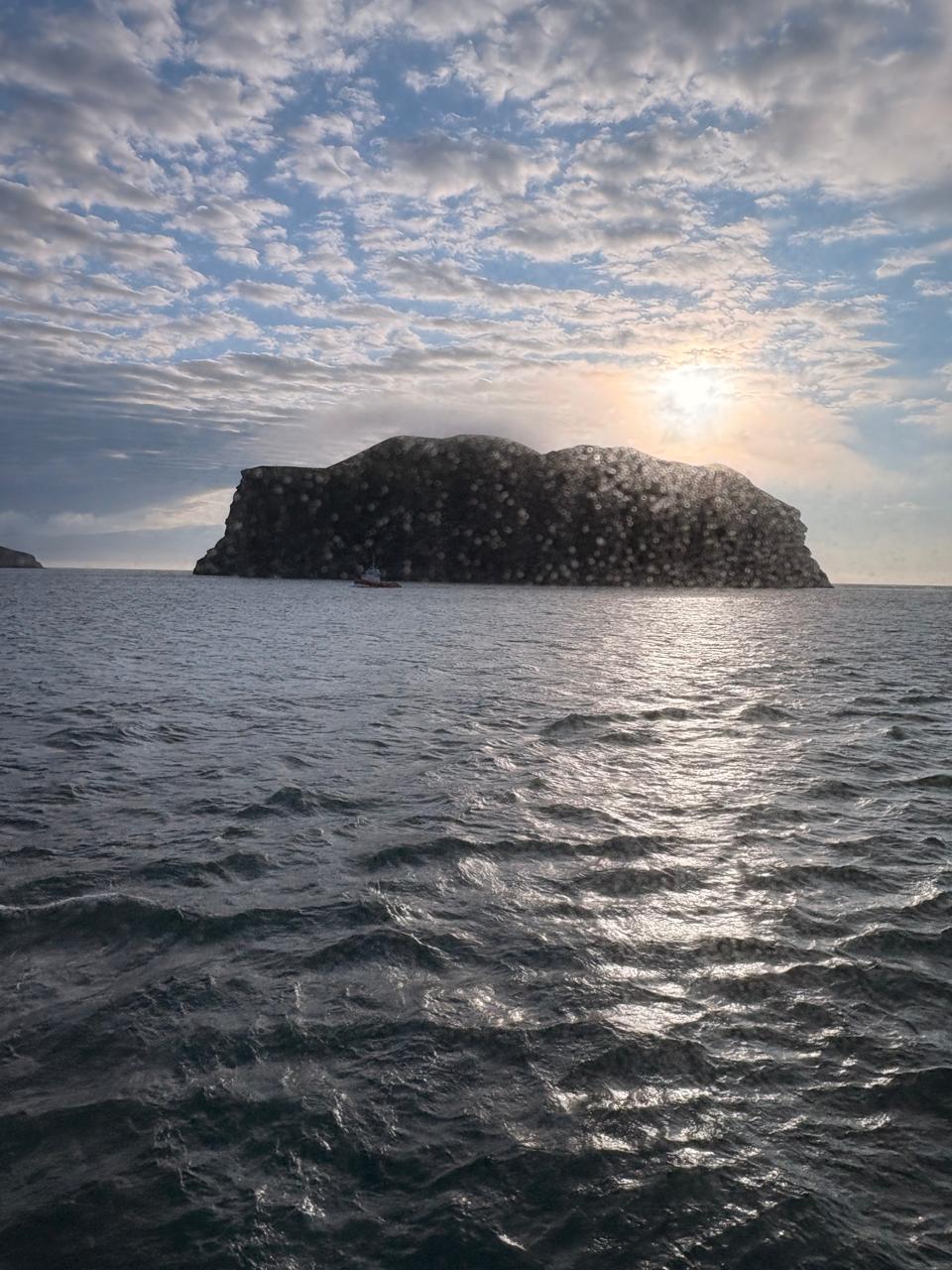 view of a large island in the sea