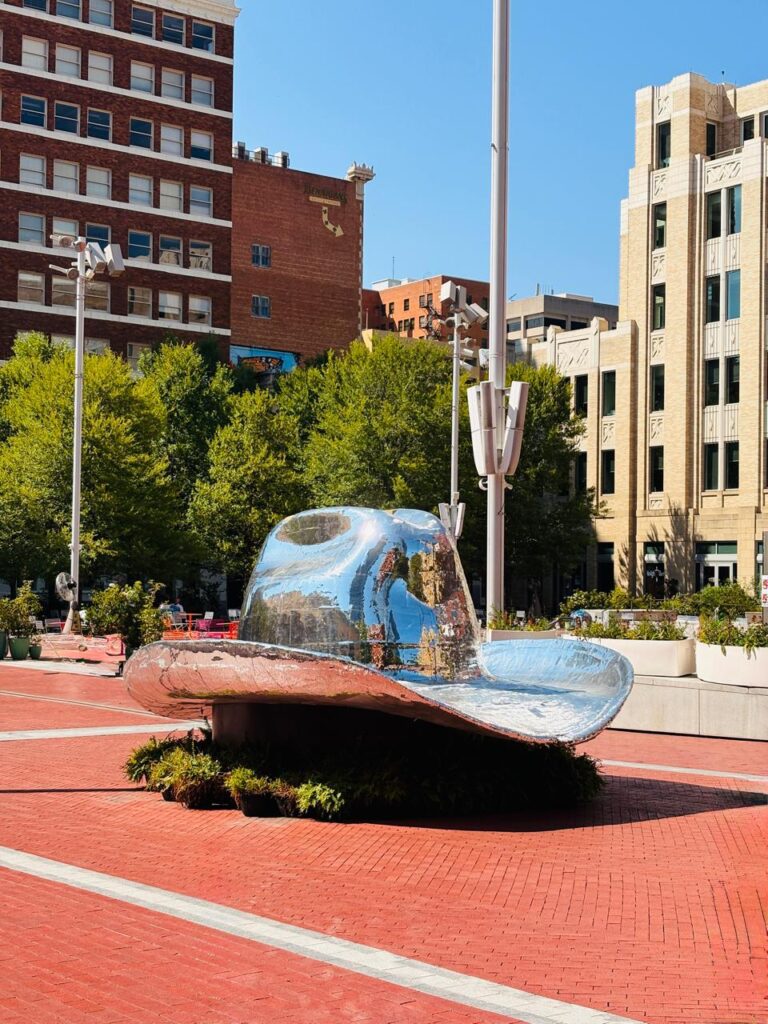 Big silver cowboy hat in Sundance Square